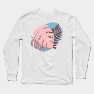 Tropical Leaves in Pastel colors Long Sleeve T-Shirt